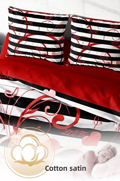 PerlaSera 3D Custom Design for Valentine's Day - Double Duvet Cover Set, Tightly Woven Cotton Satin