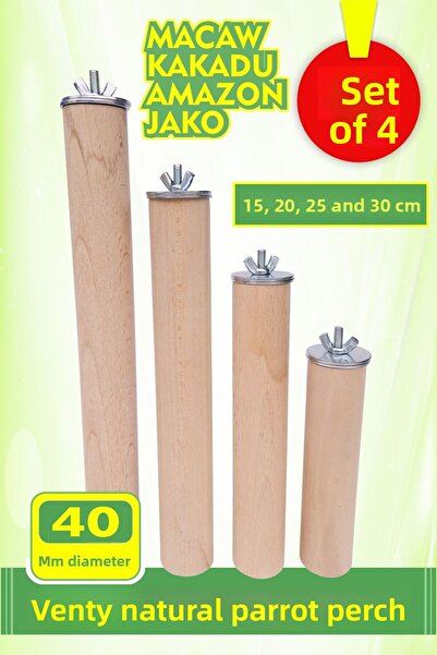 Vixpet مجموعة Venty مكونة من 4 قطع من أبواق الببغاء الطبيعية - 40 مم ماكاو، ك...