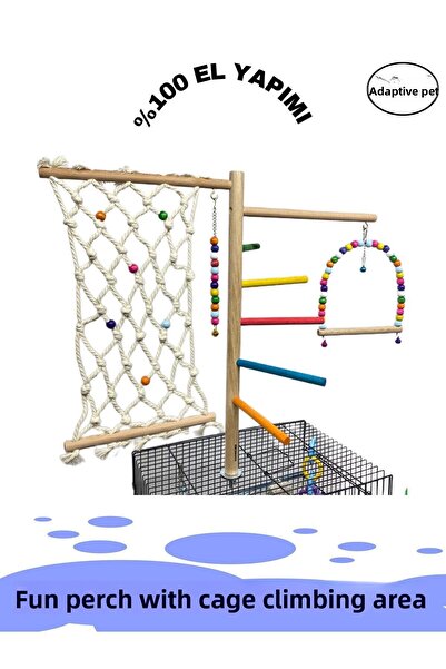 ADAPATİ PET Handmade Bead Swing Parrot Cage Top Perch