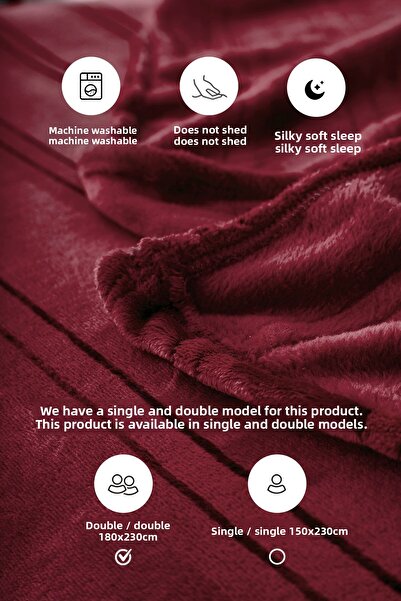 Evlen Home Collection Mayer Supersoft Soft Double Blanket Bedspread Burgundy