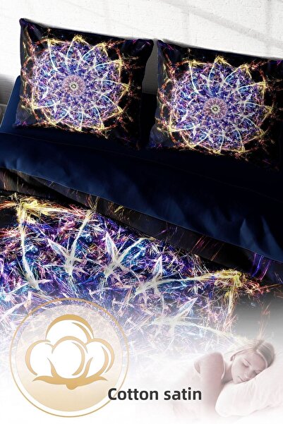 PerlaSera 3D Custom Design - Double Cotton Satin Duvet Cover Set, Mandala 1