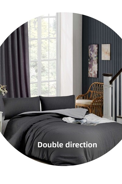 ELY PARKER Easy Iron-90x190-Single Duvet Cover Set (grey Elastic Sheet+duvet cover+bed cover) Anthracite