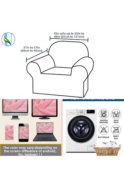 Uy Style Tekstil Single Velvet Seat Cover - Armchair Cover with Elastic