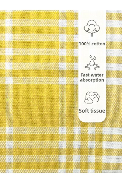 Tuable Pöti Checkered Yellow Drying Cloth, Nutrition Cover, Serving German Napkin, Kitchen Towel 45X70Cm