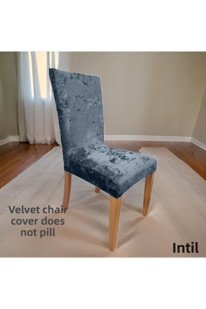 intil غطاء كرسي ملون أنثراسايت - قابل للغسل ومرن، قماش مخملي قطعة واحدة