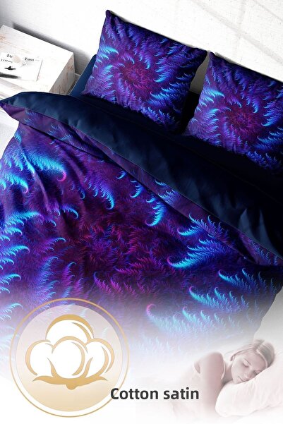 PerlaSera 3D Custom Design Duvet Cover Set - Double, Cotton Satin, Purple Energy