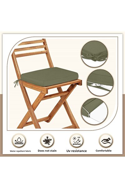 Evim Καμβάς 4 τεμαχίων χακί υγρό ανθεκτικό στους λεκέδες με φερμουάρ με κορδόνια μαξιλάρι καρέκλας 40 x 40 cm