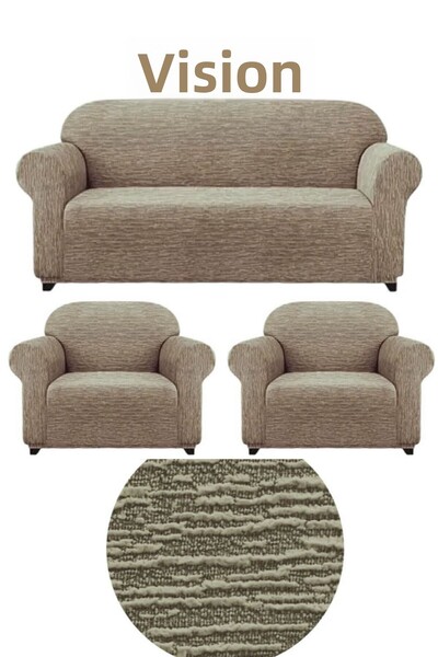 HEYTGAH Husă de canapea din jacquard țesută 311 - flexibilă, elastică și lavabilă, husă de canapea și canapea extensibilă Vison