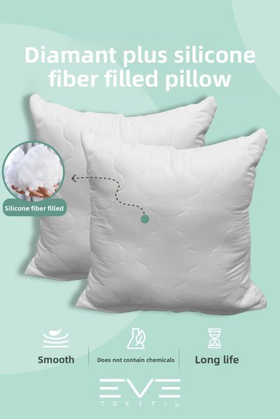 Eve Tekstil 2 Pieces Diamant Plus Square Throw Pillow Washable Antiallergic Silicone Fiber Pillow 40X40Cm 400 Gr
