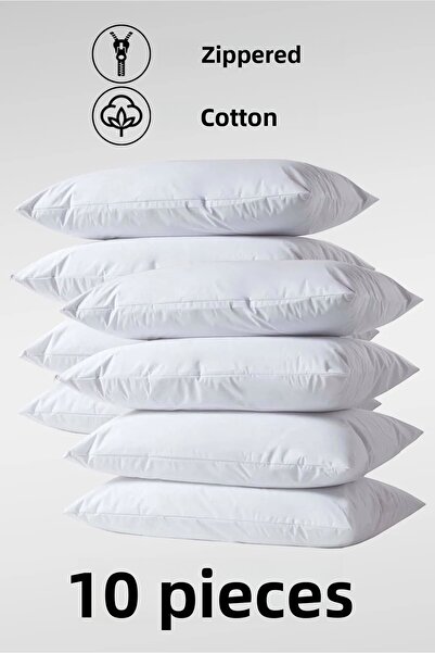 FAVORİST FAVORIST 50x70 Λευκή Βαμβακερή Μαξιλαροθήκη - Σετ 10 με Φερμουάρ και Εσωτερική Επένδυση