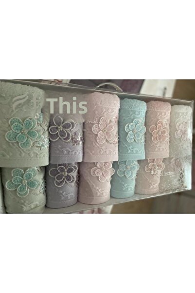 Fiesta Σετ πετσετών προίκας Bamboo 3D κεντημένο 12 τεμαχίων με μαμά και κορίτσι (6 τεμάχια 50*90, 6 τεμάχια 30*50)