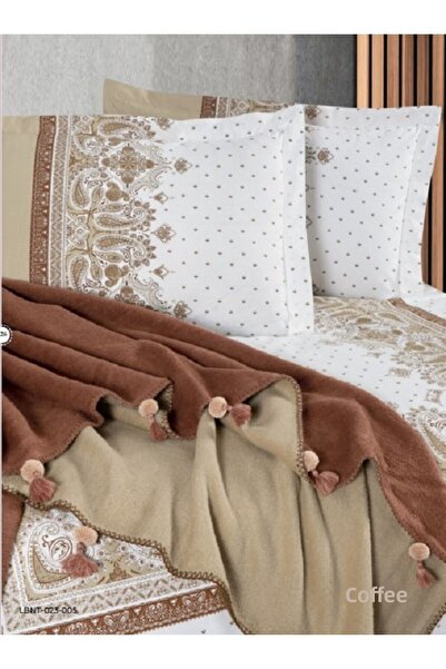 The Fabric Beige Flamingo Double Pompom Blanket Duvet Cover Set