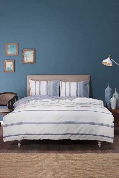 Karaca Home Set cuvertură de pilota vopsită cu un singur fir Vetro Blue