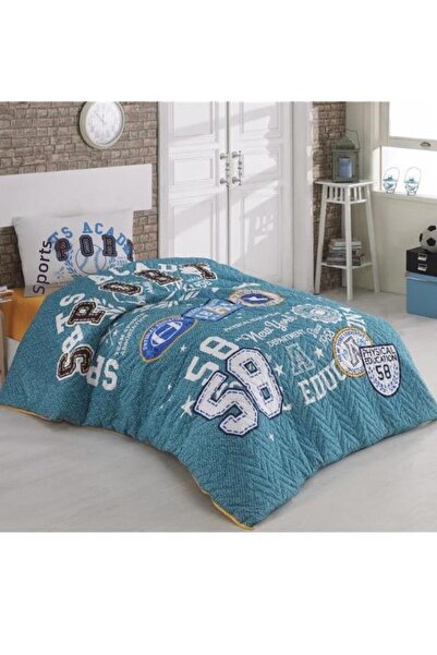 Kristal Ranforce Quilted Duvet Cover Set Single Male Sporty Mint