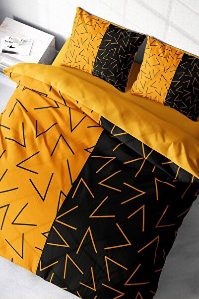 MonoHome King Size Gold Symbol 3D Cotton Satin Double Duvet Cover Set 220X240Cm