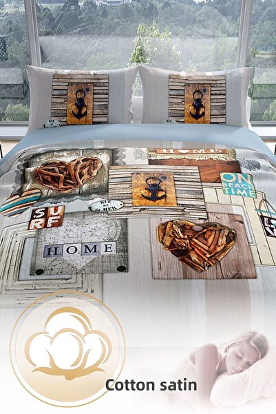 PerlaSera La Mer 3d Cotton Satin Double Duvet Cover Set