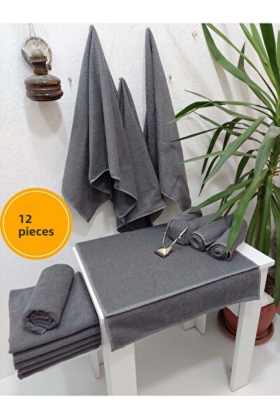 Mef Collection 12-Pack Gray Hairdresser Barber Towels 50X90 |   Professional Hair Towel Economical Set