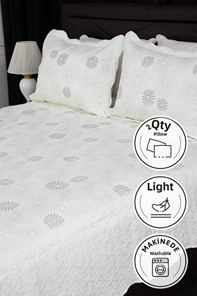 FAVORA Nergis Quilted Double Bedspread - Silver