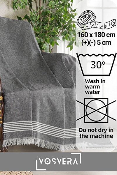 vosvera Single Arm Knitted Cotton Natural Sofa Cover 160X180 cm