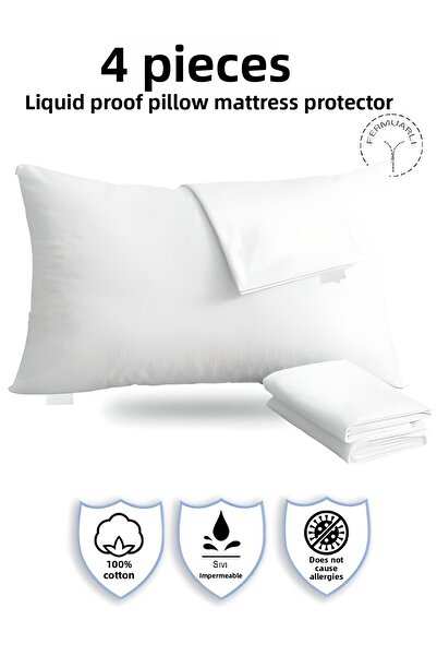 İzgi Concept 100% bumbac 4 buc. Saltea perna rezistenta la lichide cu fermoar carcasa rezistenta la apa/lichide (50 X 70 CM)