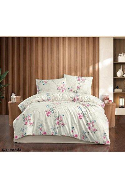 Taç طقم غطاء لحاف كريستال مزدوج من القطن تيري إيفا فوشيا