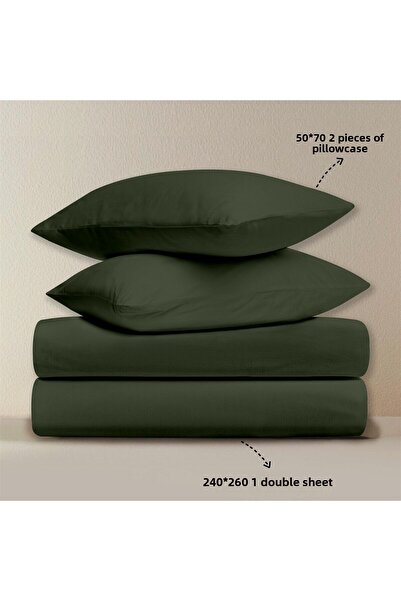 Evim 100% Cotton Akfil Flat Sheet Set Double 240X260 cm Dark Green
