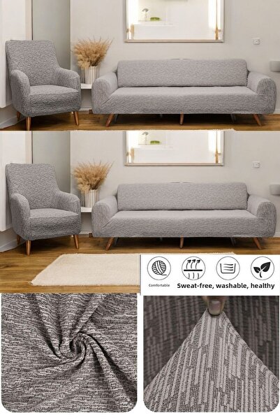 BTF HOME Model simplu jacquard 3 3 1 1 Set de huse pentru scaune din cauciuc ...