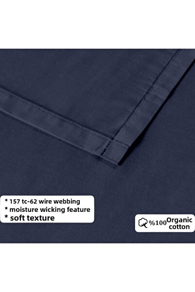Evim 100% Cotton Akfil Flat Sheet Set Double 240X260 cm Navy Blue