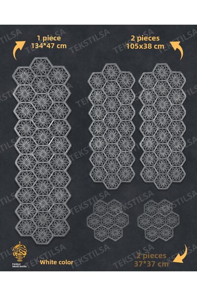 Tekstilsa New Luxury Runner Living Room Set - 5 Pieces Coffee Table Tableclot...