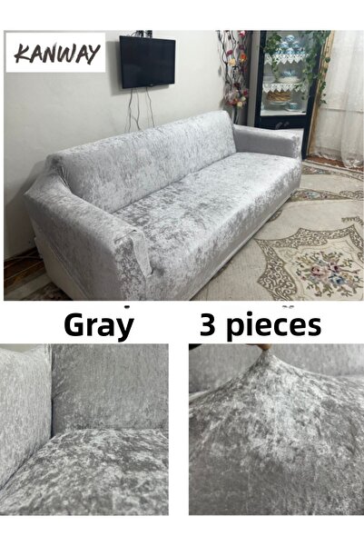 kanway K المخملية النسيج (3 قطعة) غطاء أريكة مرن قابل للغسل أريكة أريكة غطاء ...