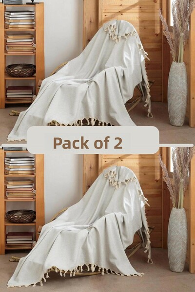 Miracolo Home بطانية تلفزيون قطنية رمادية مكونة من قطعتين - مقعد واحد وغطاء ك...