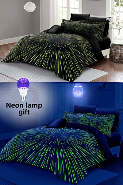MonoHome Neon Phosphorescent Duvet Cover Set (with Tire Sheets) Double 100% C...