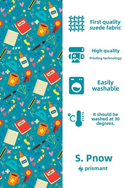 Moud's Turquoise School Patterned Suede Carefree Tablecloth