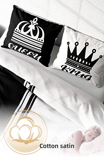 MonoHome طقم غطاء لحاف مزدوج خاص من الساتان القطني المنسوج King-Queen