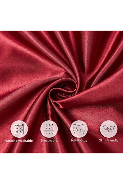 Tinybabyconcept Natural Silk Textured Cotton Satin Pillow Case 1st Quality Bead Silicone Filled 50x135cm Red