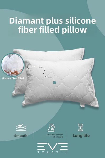 Eve Tekstil 4 bucăți Diamant Plus Husă cu fermoar Pernă din fibră siliconică antialergică lavabilă 50x70cm 800 gr