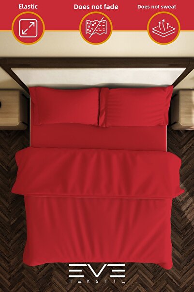 Eve Tekstil Ranforce Double Duvet Cover Set with Sheet, Pillow and Quilt Cover 200X220 cm