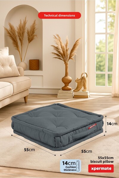 XPERMATE Biscuit Cushion Honeycomb Front Pallet Top Cushion French Cushion Bench and Garden Cushion 55X55X14 cm Anthracite