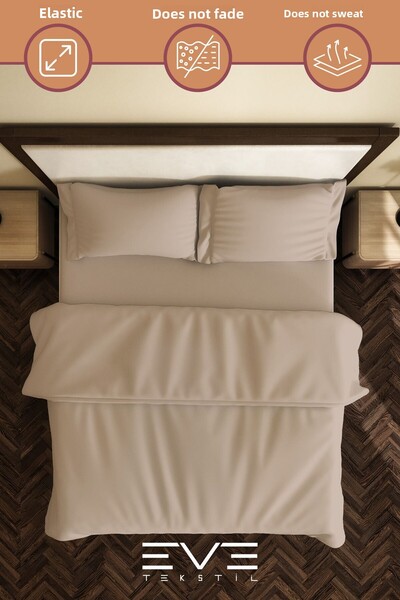 Eve Tekstil Ranforce Double Duvet Cover Set with Sheet, Pillow and Quilt Cover 200X220 cm