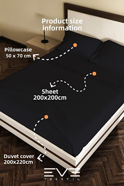 Eve Tekstil Ranforce Double Duvet Cover Set with Sheet, Pillow and Quilt Cover 200X220 cm