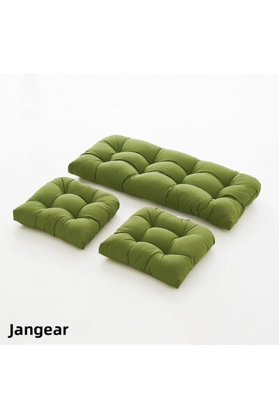 JANGEAR Luxury Balcony Rattan Pouf Lotus Set Cushion Terrace 3 Piece 120X50Cm 50X50Cm