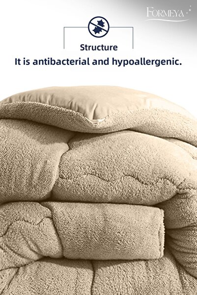 Formeya Cuvertură dublă de lux, culoare bej, Wellsoft, cu două fețe, 195 X 215