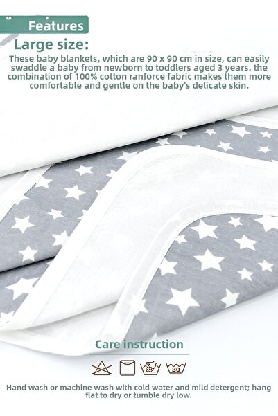 mordesign Double Layer Baby Blanket, Swaddle Blanket for Newborn, Stars Series, Gray