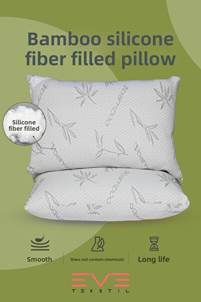 Eve Tekstil Bamboo Gray Series Covered Antiallergic Zippered Washable Silicone Fiber Pillow 50X70Cm 800 Gr
