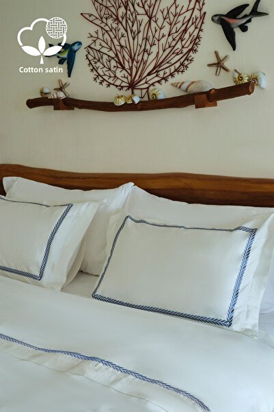 Nazik Home طقم غطاء لحاف من الساتان القطني مقاس 6 قطع مطرز من Olympos