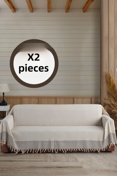 Lux Touch قطعتين مقاس كبير 180 × 300 سم غطاء أريكة ديفان للأريكة والسرير يغطي أذرع إكرو