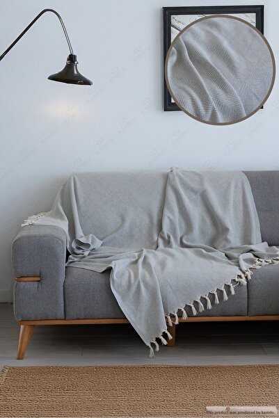 XAMANTHA 150x170cm Γκρι κάλυμμα καναπέ με ψαροκόκκαλο - Πολυθρόνα και κουβέρτ...