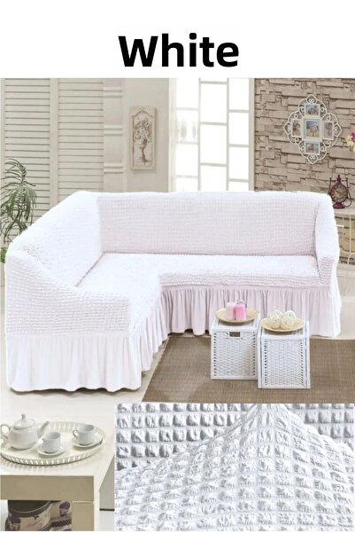 kanway Stretch Corner Seat Cover with 5-Person Skirt - Wrapped L, Sleeves, Flexible Elastic. 350cm