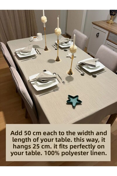 Zeren Home Stone Color Polyester Linen Etamine Laceless Tablecloth - Suitable for Processing