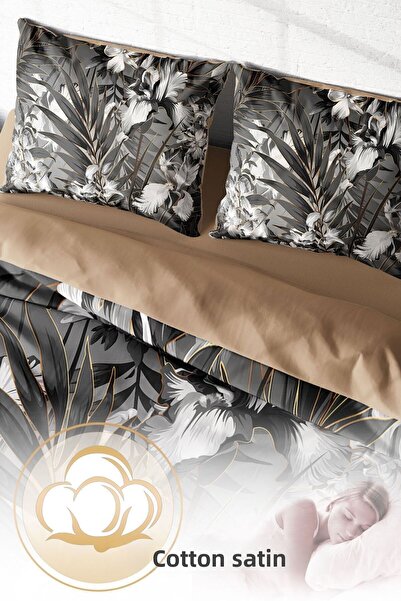 PerlaSera 3D Custom Design - Double Cotton Satin Duvet Cover Set, Gray Casual